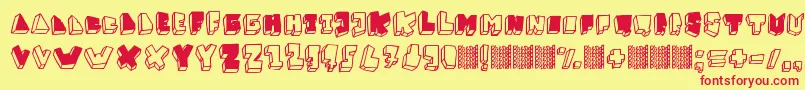 Saiba mais sobre a fonte BalokBalokTakSempurna Fonte BalokBalokTakSempurna – fontes vermelhas em um fundo amarelo
