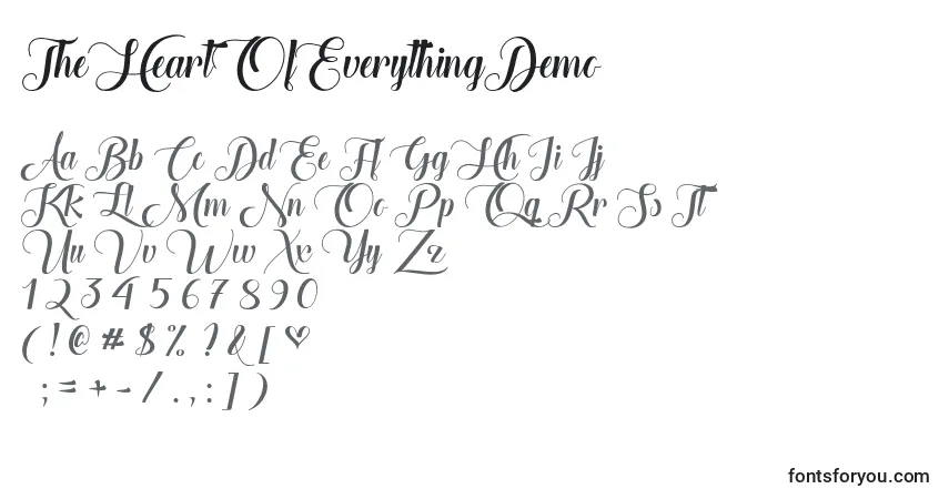 TheHeartOfEverythingDemo Font – alphabet, numbers, special characters
