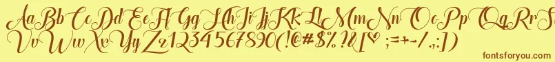 TheHeartOfEverythingDemo Font – Brown Fonts on Yellow Background