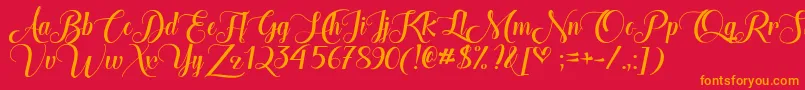 TheHeartOfEverythingDemo Font – Orange Fonts on Red Background