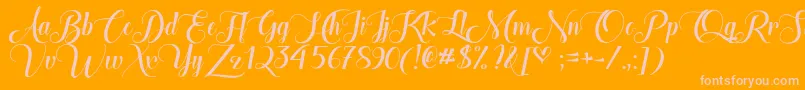 TheHeartOfEverythingDemo-Schriftart – Rosa Schriften auf orangefarbenem Hintergrund