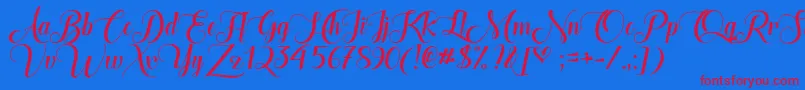 TheHeartOfEverythingDemo-Schriftart – Rote Schriften auf blauem Hintergrund