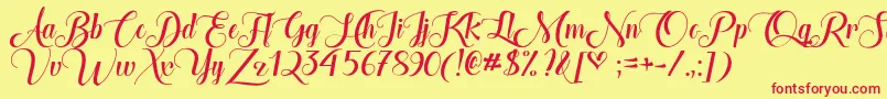 TheHeartOfEverythingDemo Font – Red Fonts on Yellow Background