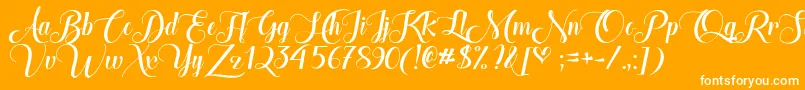 TheHeartOfEverythingDemo-Schriftart – Weiße Schriften auf orangefarbenem Hintergrund