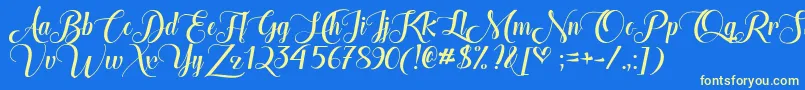 TheHeartOfEverythingDemo Font – Yellow Fonts on Blue Background