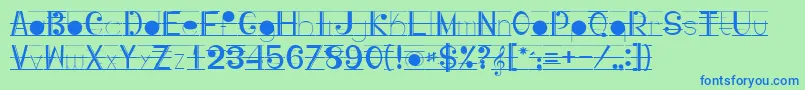 Musicografi Font – Blue Fonts on Green Background