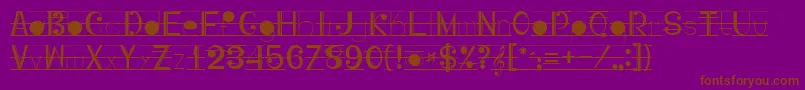 Musicografi-Schriftart – Braune Schriften auf violettem Hintergrund