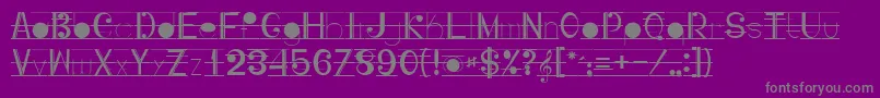 Musicografi-Schriftart – Graue Schriften auf violettem Hintergrund