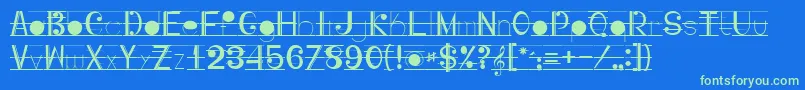 Musicografi Font – Green Fonts on Blue Background