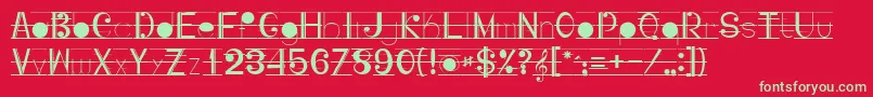 Musicografi Font – Green Fonts on Red Background