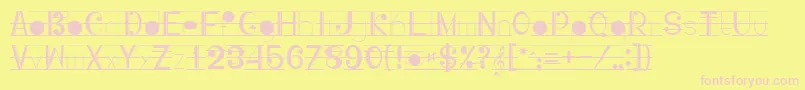 Musicografi Font – Pink Fonts on Yellow Background