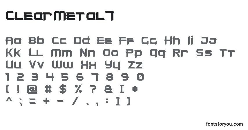 A fonte ClearMetal7 – alfabeto, números, caracteres especiais