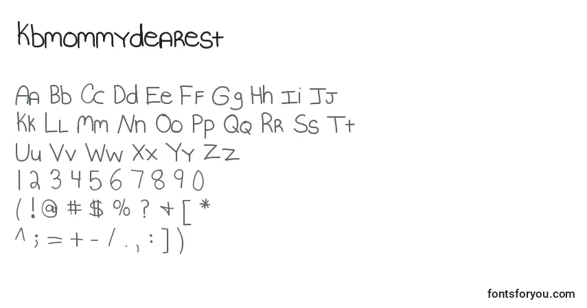 Czcionka Kbmommydearest – alfabet, cyfry, specjalne znaki