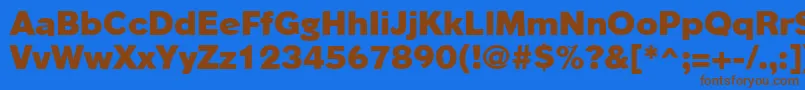 フォントPhinsterheavyRegular – 茶色の文字が青い背景にあります。