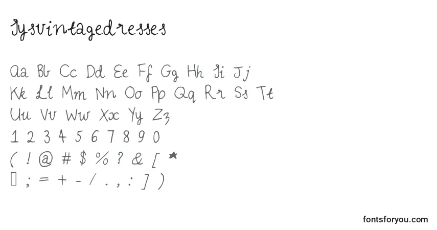 Czcionka Iysvintagedresses – alfabet, cyfry, specjalne znaki