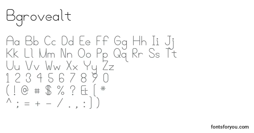 Schriftart Bgrovealt – Alphabet, Zahlen, spezielle Symbole