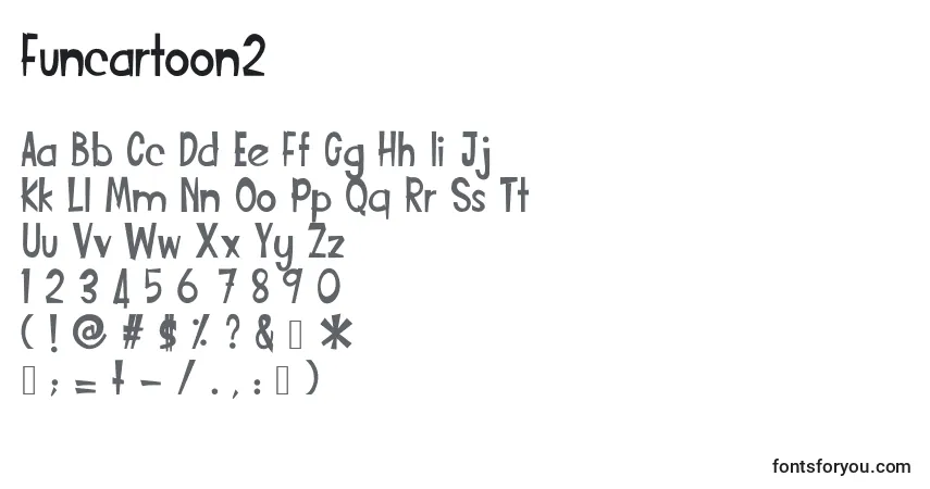 Funcartoon2-fontti – aakkoset, numerot, erikoismerkit
