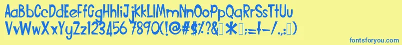 Funcartoon2 Font – Blue Fonts on Yellow Background