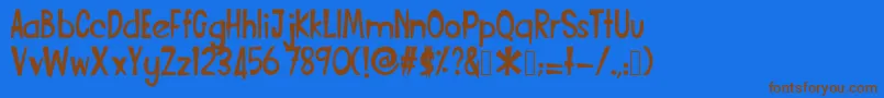 Funcartoon2 Font – Brown Fonts on Blue Background