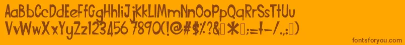 Funcartoon2 Font – Brown Fonts on Orange Background