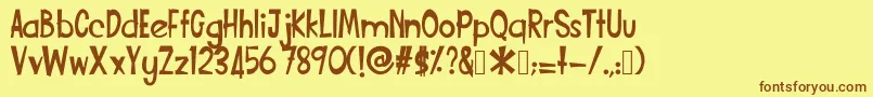 Funcartoon2 Font – Brown Fonts on Yellow Background