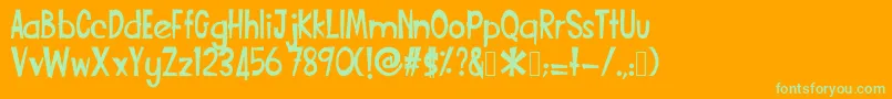 Funcartoon2 Font – Green Fonts on Orange Background