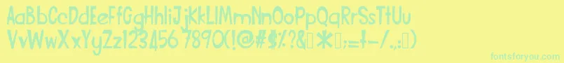 Funcartoon2 Font – Green Fonts on Yellow Background