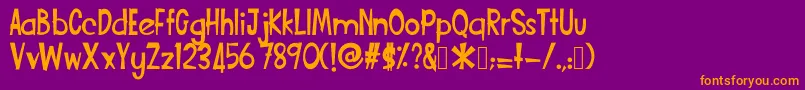Funcartoon2 Font – Orange Fonts on Purple Background