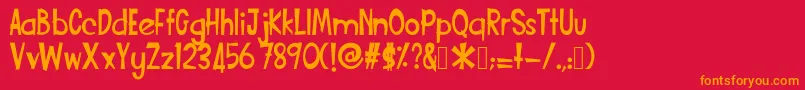 Funcartoon2 Font – Orange Fonts on Red Background