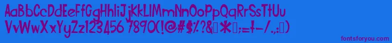 Funcartoon2 Font – Purple Fonts on Blue Background