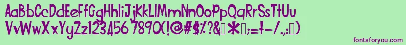 Funcartoon2 Font – Purple Fonts on Green Background