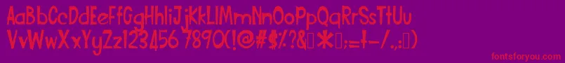 Funcartoon2-Schriftart – Rote Schriften auf violettem Hintergrund