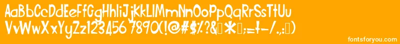 Czcionka Funcartoon2 – białe czcionki na pomarańczowym tle