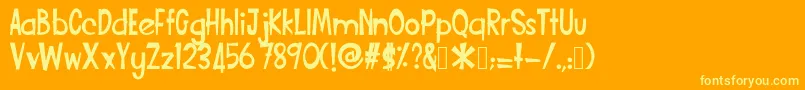 Funcartoon2 Font – Yellow Fonts on Orange Background