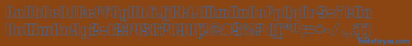 OrangeroyaleOpenoutline-Schriftart – Blaue Schriften auf braunem Hintergrund