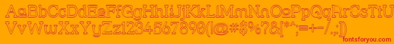 Strslupo-Schriftart – Rote Schriften auf orangefarbenem Hintergrund