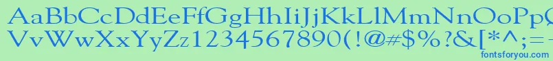 GildebroadRegular-Schriftart – Blaue Schriften auf grünem Hintergrund