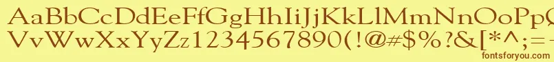 フォントGildebroadRegular – 茶色の文字が黄色の背景にあります。