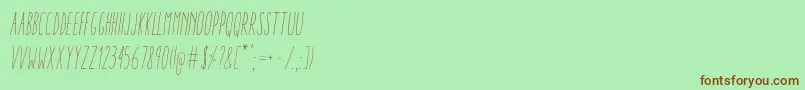 AracneUltraCondensedLightItalic Font – Brown Fonts on Green Background