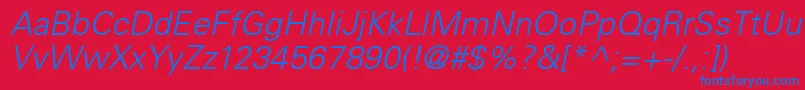 UniversLt45LightOblique Font – Blue Fonts on Red Background