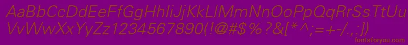 UniversLt45LightOblique Font – Brown Fonts on Purple Background