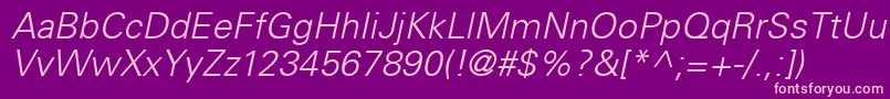 UniversLt45LightOblique Font – Pink Fonts on Purple Background
