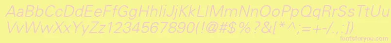 UniversLt45LightOblique Font – Pink Fonts on Yellow Background