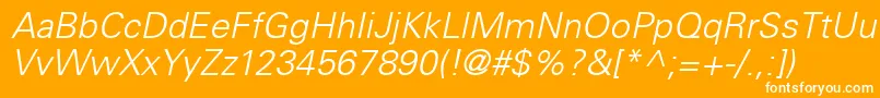 UniversLt45LightOblique Font – White Fonts on Orange Background