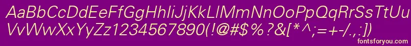 UniversLt45LightOblique Font – Yellow Fonts on Purple Background