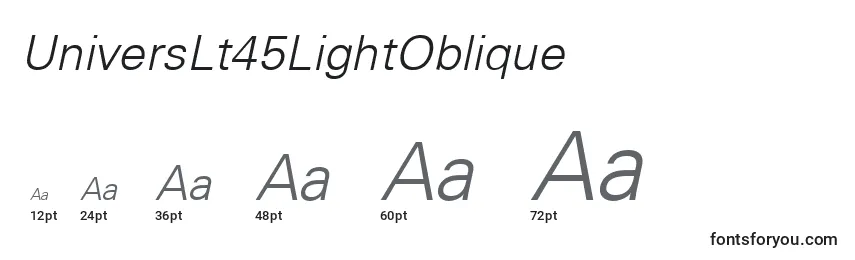 UniversLt45LightOblique Font Sizes