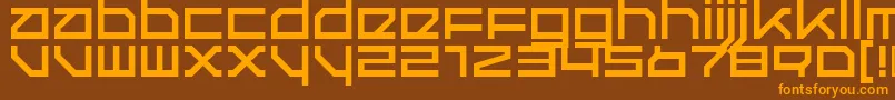 Weitere Informationen zur Quer-Schriftart Quer-Schriftart – Orangefarbene Schriften auf braunem Hintergrund