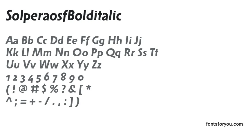 A fonte SolperaosfBolditalic – alfabeto, números, caracteres especiais