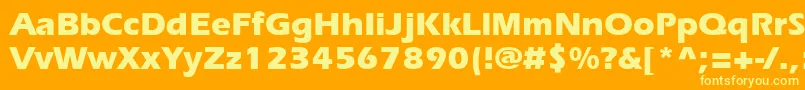 Weitere Informationen zur Erieb-Schriftart Erieb-Schriftart – Gelbe Schriften auf orangefarbenem Hintergrund