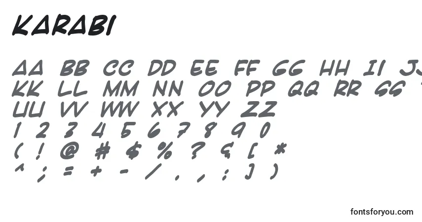 Schriftart Karabi – Alphabet, Zahlen, spezielle Symbole